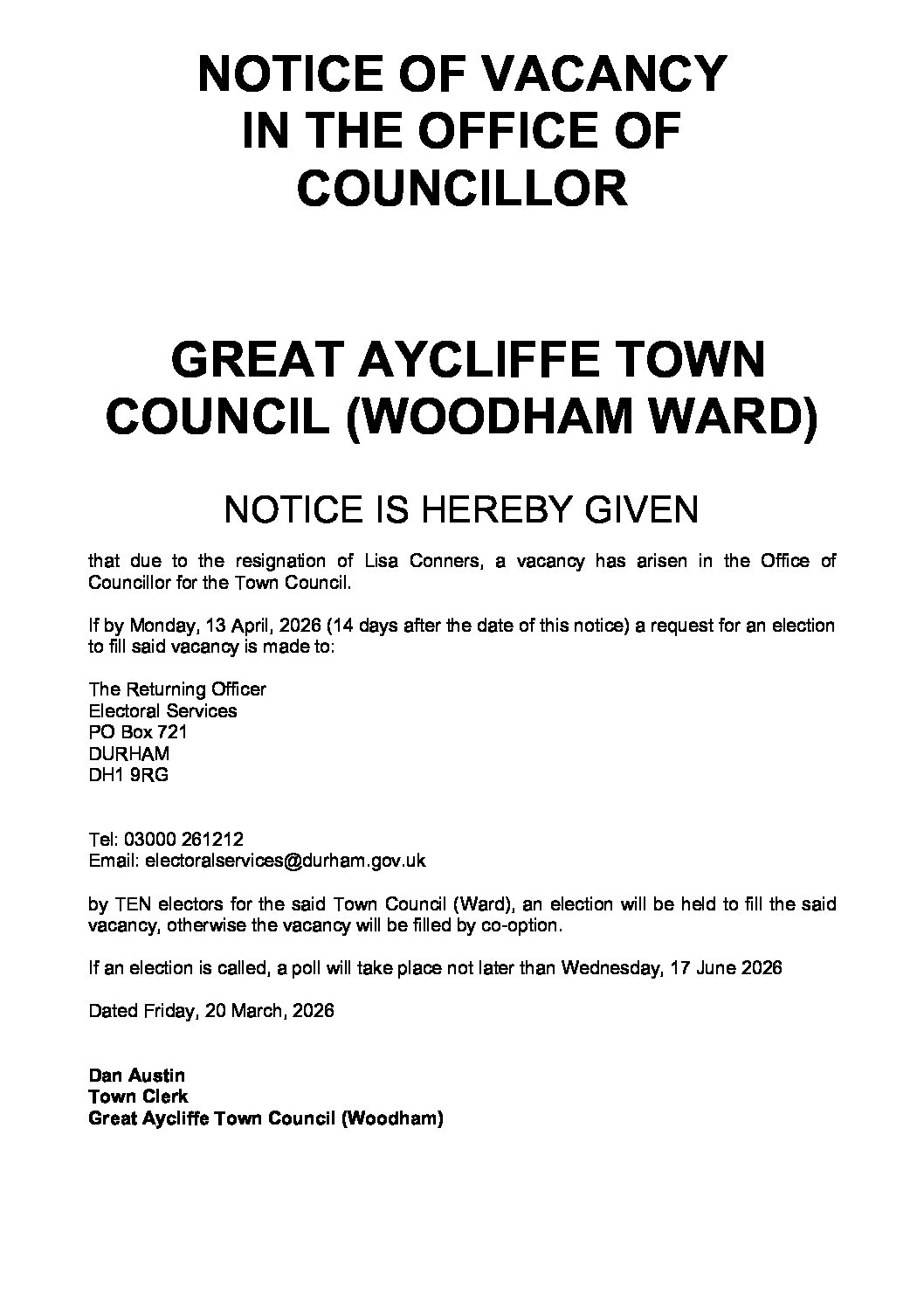 Introduction image for Great Aycliffe Town Council