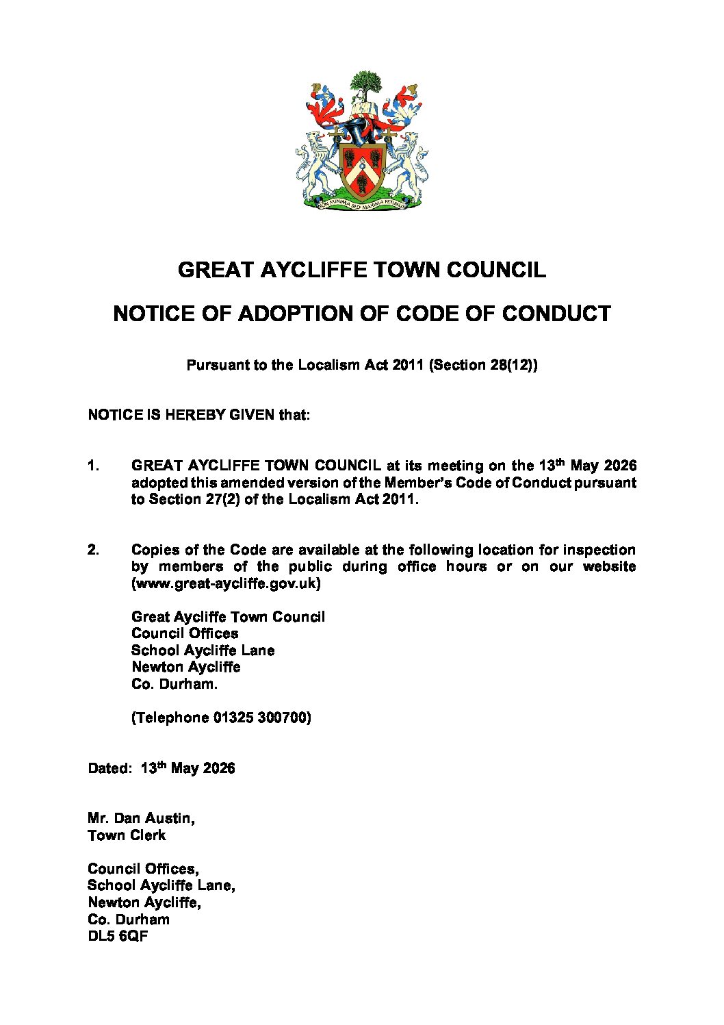 Introduction image for Great Aycliffe Town Council