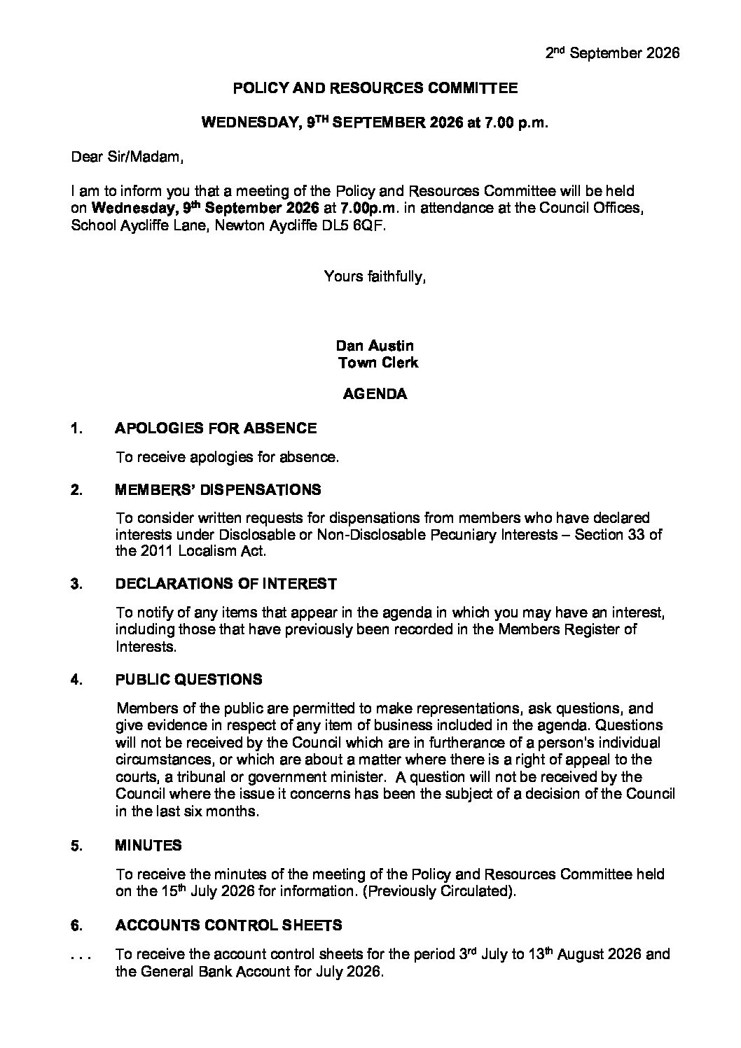 Introduction image for Great Aycliffe Town Council