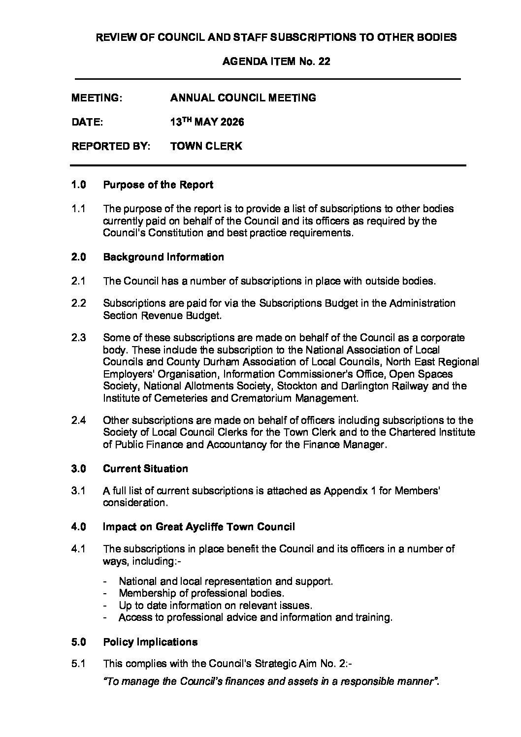 Introduction image for Great Aycliffe Town Council