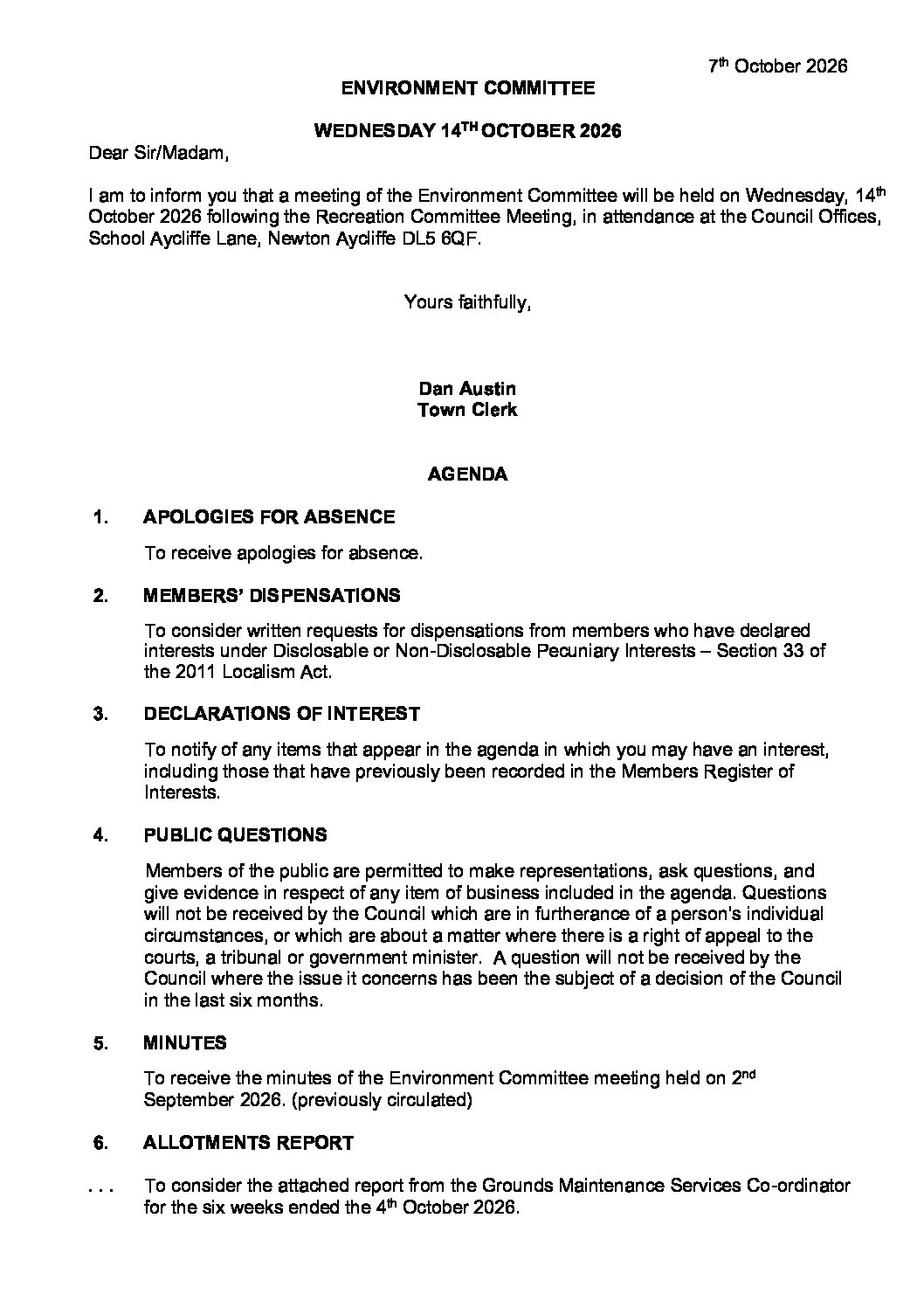 Introduction image for Great Aycliffe Town Council