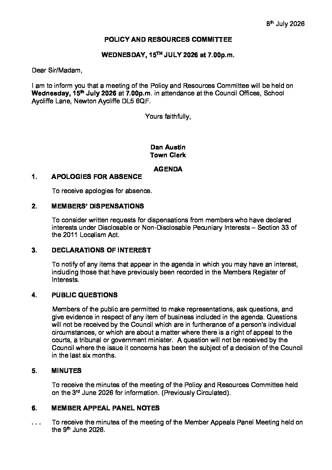 Introduction image for Great Aycliffe Town Council