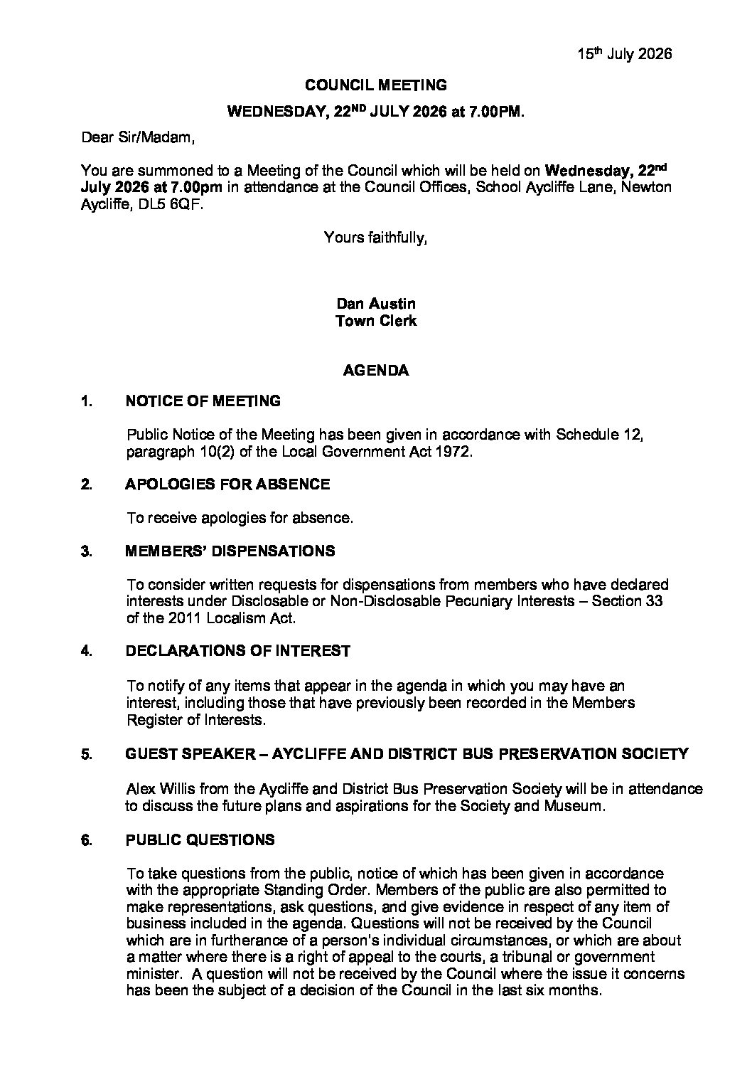 Introduction image for Great Aycliffe Town Council