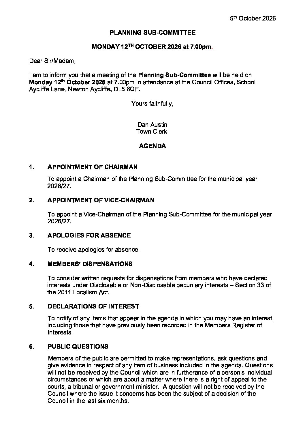 Introduction image for Great Aycliffe Town Council